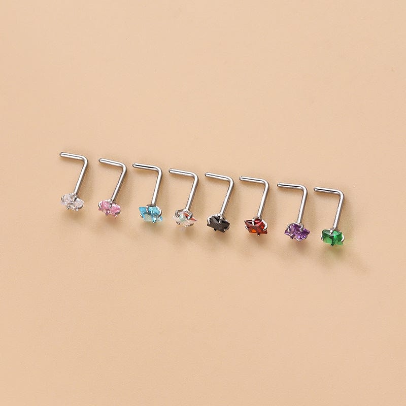 Colorful 3mm CZ Inlaid Stainless Steel Nose Piercing Nose Stud - ArtGalleryZen
