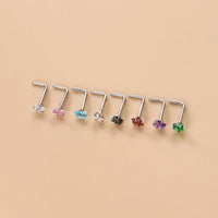Thumbnail for Colorful 3mm CZ Inlaid Stainless Steel Nose Piercing Nose Stud - ArtGalleryZen