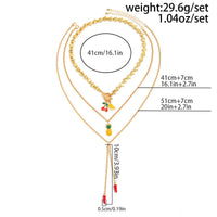 Thumbnail for Colorful 3pcs Enamel Cherry Pineapple Fruit Charm Star Chain Necklace - ArtGalleryZen