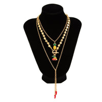 Thumbnail for Colorful 3pcs Enamel Cherry Pineapple Fruit Charm Star Chain Necklace - ArtGalleryZen