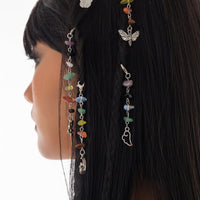 Thumbnail for Colorful 5pcs Crystal Stone Elf Moon Star Dragonfly Charm Hair Braids Ring Set - ArtGalleryZen