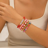 Thumbnail for Colorful 5pcs Star Strawberry Letter Polymer Clay Beaded Bracelet Set