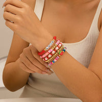 Thumbnail for Colorful 5pcs Star Strawberry Letter Polymer Clay Beaded Bracelet Set