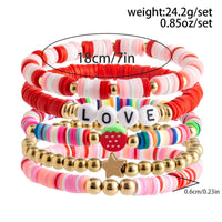 Thumbnail for Colorful 5pcs Star Strawberry Letter Polymer Clay Beaded Bracelet Set