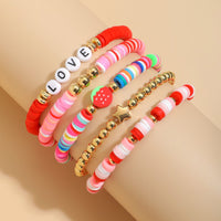 Thumbnail for Colorful 5pcs Star Strawberry Letter Polymer Clay Beaded Bracelet Set