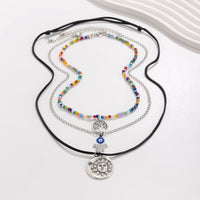 Thumbnail for Colorful Crystal Beaded Sun Moon Tree Pendant Wax Cord String Necklace Set - ArtGalleryZen