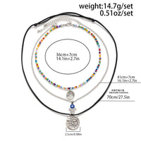 Thumbnail for Colorful Crystal Beaded Sun Moon Tree Pendant Wax Cord String Necklace Set - ArtGalleryZen