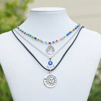 Thumbnail for Colorful Crystal Beaded Sun Moon Tree Pendant Wax Cord String Necklace Set - ArtGalleryZen