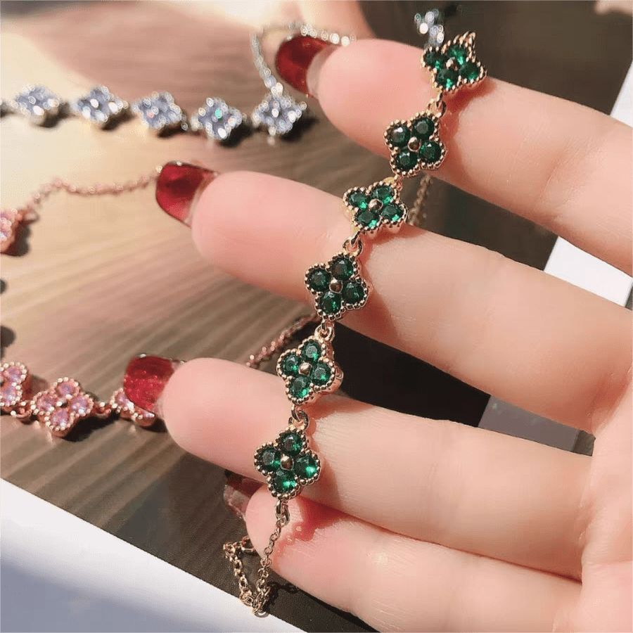 Colorful Crystal Clover Bracelet - ArtGalleryZen