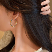 Thumbnail for Colorful Enamel Flower Hoop Earrings - ArtGalleryZen