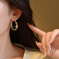 Thumbnail for Colorful Enamel Flower Hoop Earrings - ArtGalleryZen