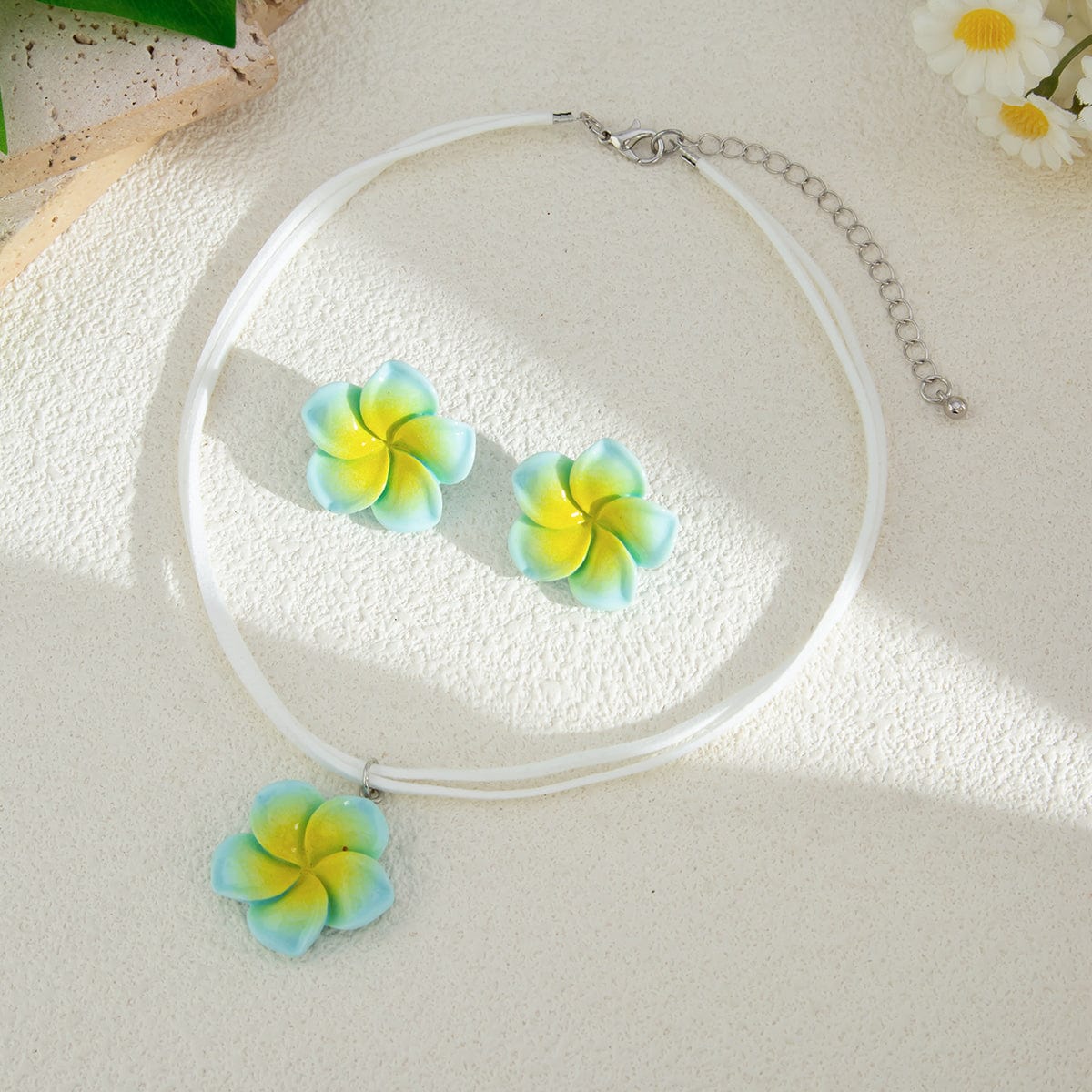 Colorful Flower Velvet Necklace Earrings Set - ArtGalleryZen