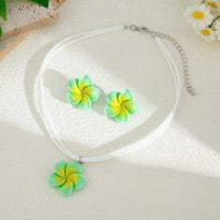 Thumbnail for Colorful Flower Velvet Necklace Earrings Set - ArtGalleryZen