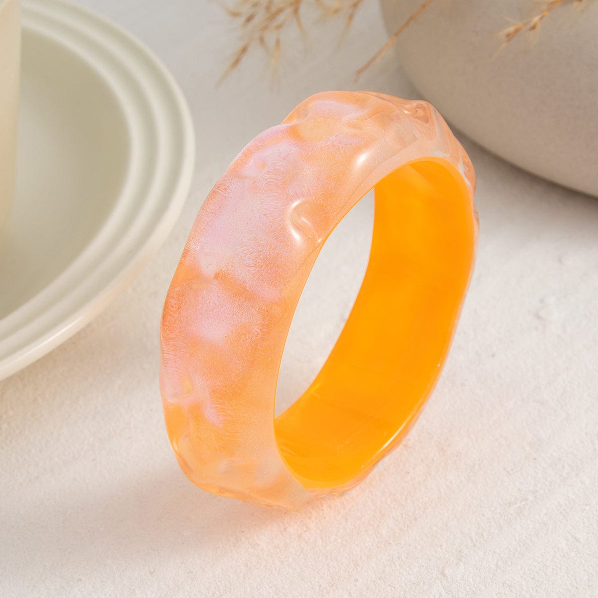 Colorful Glitter Water Ripple Resin Bangle Bracelet