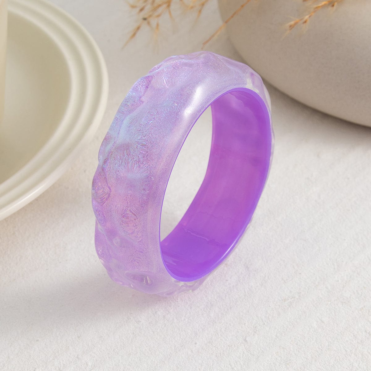 Colorful Glitter Water Ripple Resin Bangle Bracelet