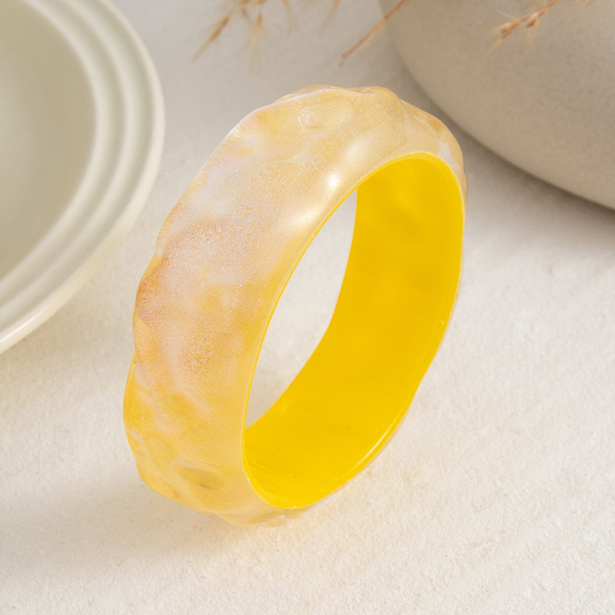 Colorful Glitter Water Ripple Resin Bangle Bracelet