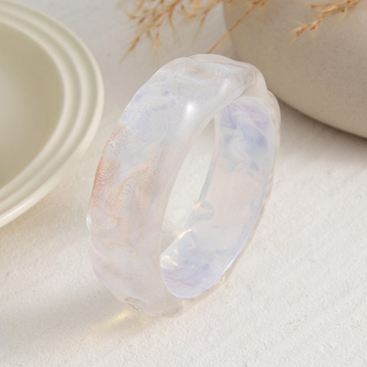 Colorful Glitter Water Ripple Resin Bangle Bracelet