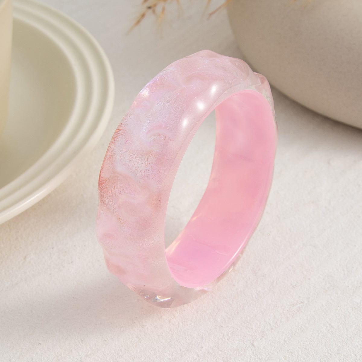 Colorful Glitter Water Ripple Resin Bangle Bracelet