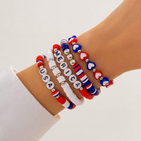 Thumbnail for Colorful Layered American Star Heart Pearl Beaded Stretch Bracelet Set - ArtGalleryZen