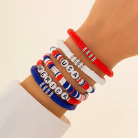 Thumbnail for Colorful Layered American Star Heart Pearl Beaded Stretch Bracelet Set - ArtGalleryZen