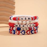 Thumbnail for Colorful Layered American Star Heart Pearl Beaded Stretch Bracelet Set - ArtGalleryZen