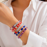 Thumbnail for Colorful Layered American Star Heart Pearl Beaded Stretch Bracelet Set - ArtGalleryZen