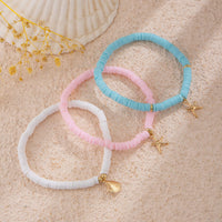 Thumbnail for Colorful Layered Shell Starfish Charm Polymer Clay Anklet Set - ArtGalleryZen