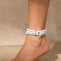 Thumbnail for Colorful Layered Shell Starfish Charm Polymer Clay Anklet Set - ArtGalleryZen