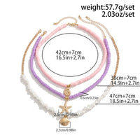 Thumbnail for Colorful Layered Shell Starfish Pendant Turquoise Stone Polymer Clay Chain Necklace Set - ArtGalleryZen