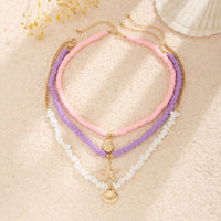 Thumbnail for Colorful Layered Shell Starfish Pendant Turquoise Stone Polymer Clay Chain Necklace Set - ArtGalleryZen