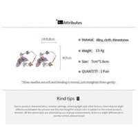 Thumbnail for Colorful Rhinestone Inlaid Embroidery Butterfly Heart Hoop Earrings - ArtGalleryZen