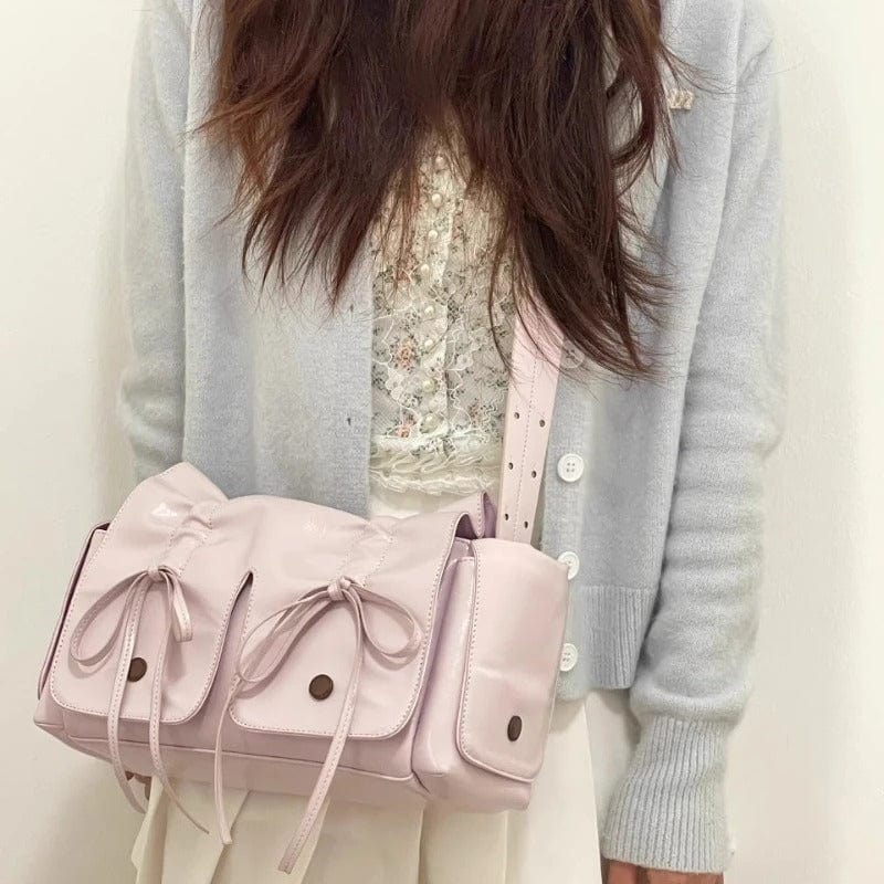 Colorful Ribbon Shoulder Crossbody Leather Bag - ArtGalleryZen