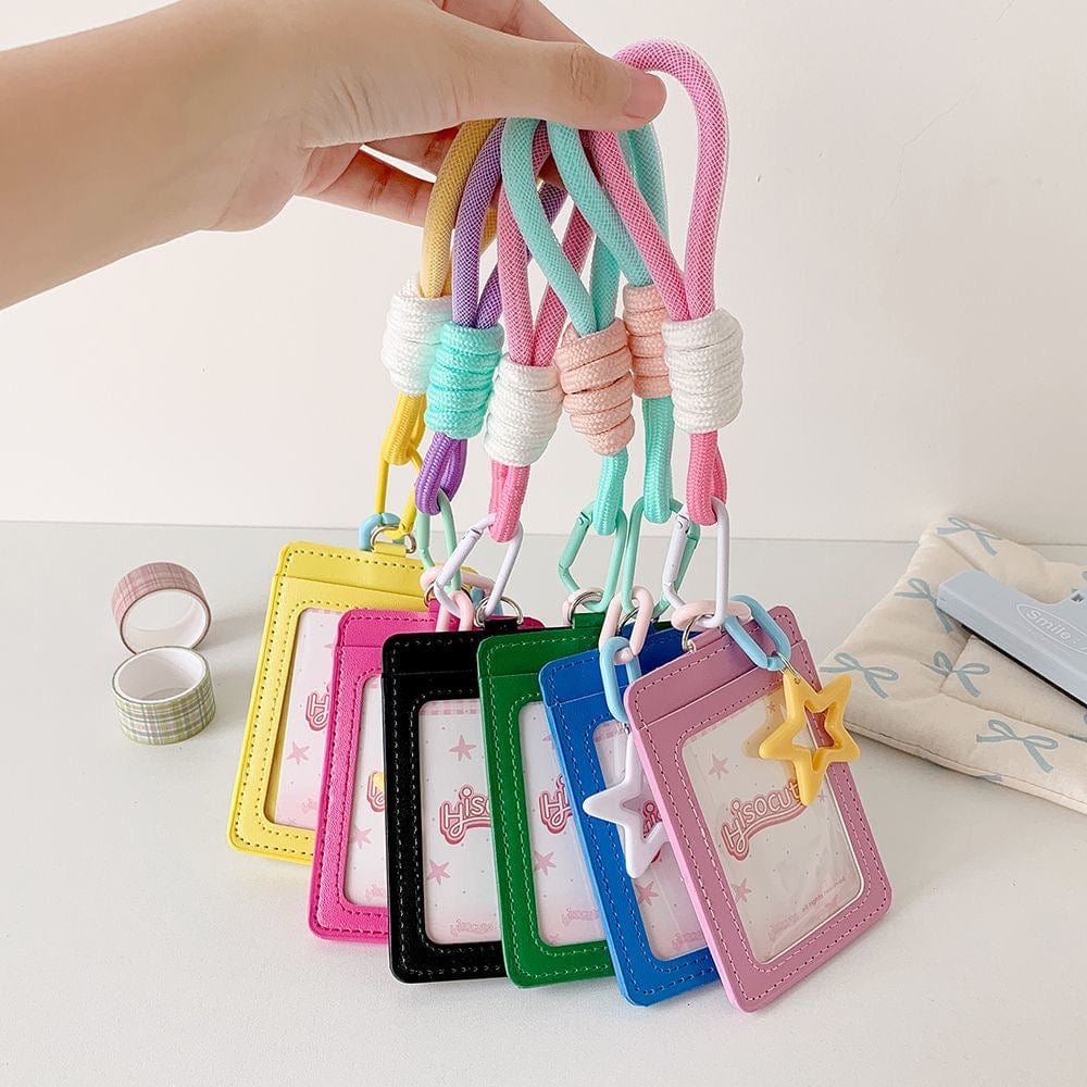 Colorful Star Leather Kpop Keychain Photocard Holder - ArtGalleryZen