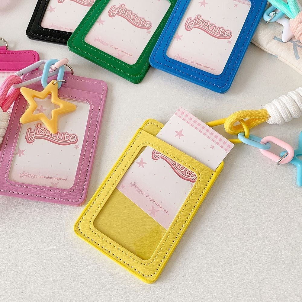 Colorful Star Leather Kpop Keychain Photocard Holder - ArtGalleryZen