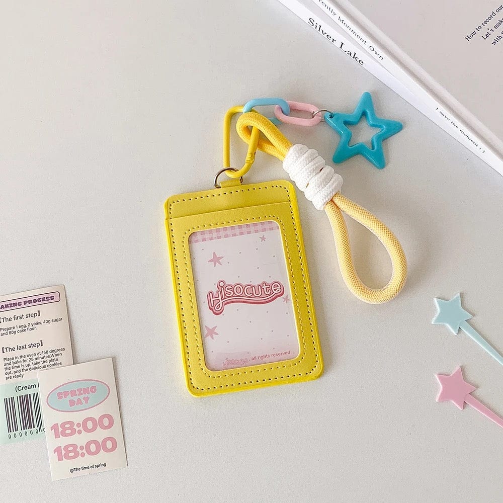 Colorful Star Leather Kpop Keychain Photocard Holder - ArtGalleryZen