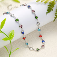 Thumbnail for Colorful Zirconia Heart Chain Necklace - ArtGalleryZen