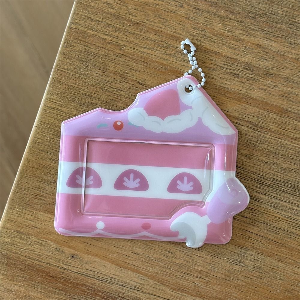 Cream Cheese Strawberry Chocolate Cake Kpop Keychain Photocard Holder - ArtGalleryZen