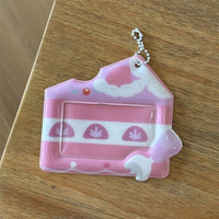 Thumbnail for Cream Cheese Strawberry Chocolate Cake Kpop Keychain Photocard Holder - ArtGalleryZen