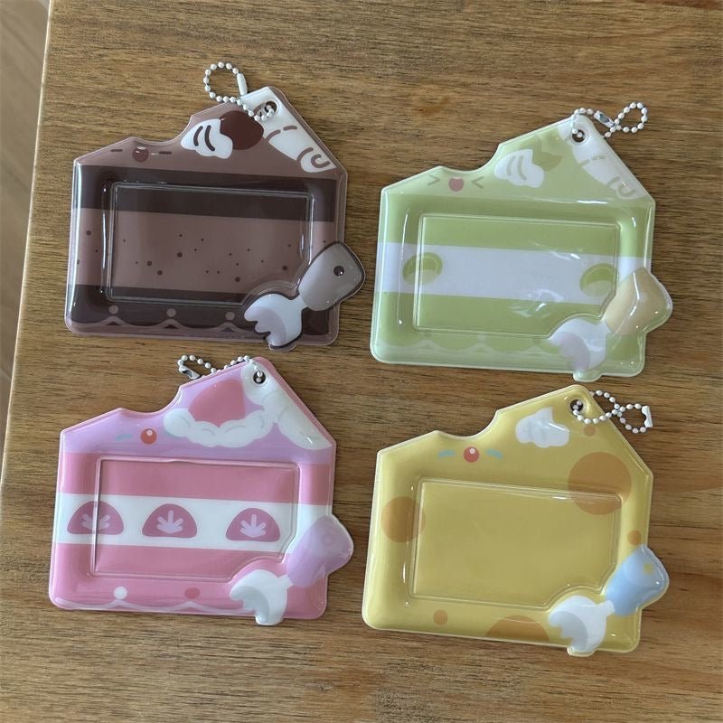 Cream Cheese Strawberry Chocolate Cake Kpop Keychain Photocard Holder - ArtGalleryZen