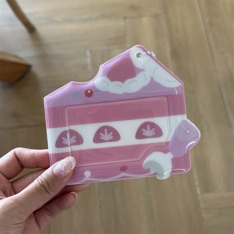 Cream Cheese Strawberry Chocolate Cake Kpop Keychain Photocard Holder - ArtGalleryZen