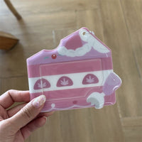 Thumbnail for Cream Cheese Strawberry Chocolate Cake Kpop Keychain Photocard Holder - ArtGalleryZen