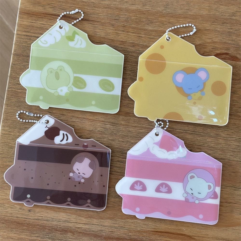 Cream Cheese Strawberry Chocolate Cake Kpop Keychain Photocard Holder - ArtGalleryZen