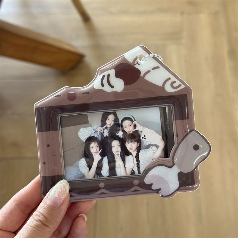 Cream Cheese Strawberry Chocolate Cake Kpop Keychain Photocard Holder - ArtGalleryZen