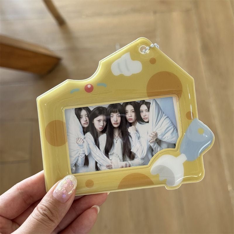 Cream Cheese Strawberry Chocolate Cake Kpop Keychain Photocard Holder - ArtGalleryZen
