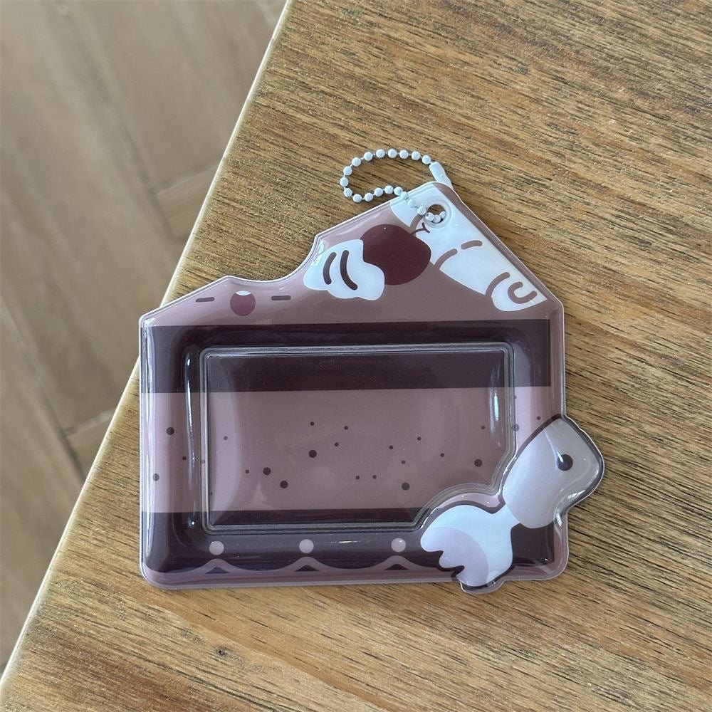 Cream Cheese Strawberry Chocolate Cake Kpop Keychain Photocard Holder - ArtGalleryZen