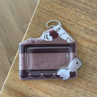 Thumbnail for Cream Cheese Strawberry Chocolate Cake Kpop Keychain Photocard Holder - ArtGalleryZen