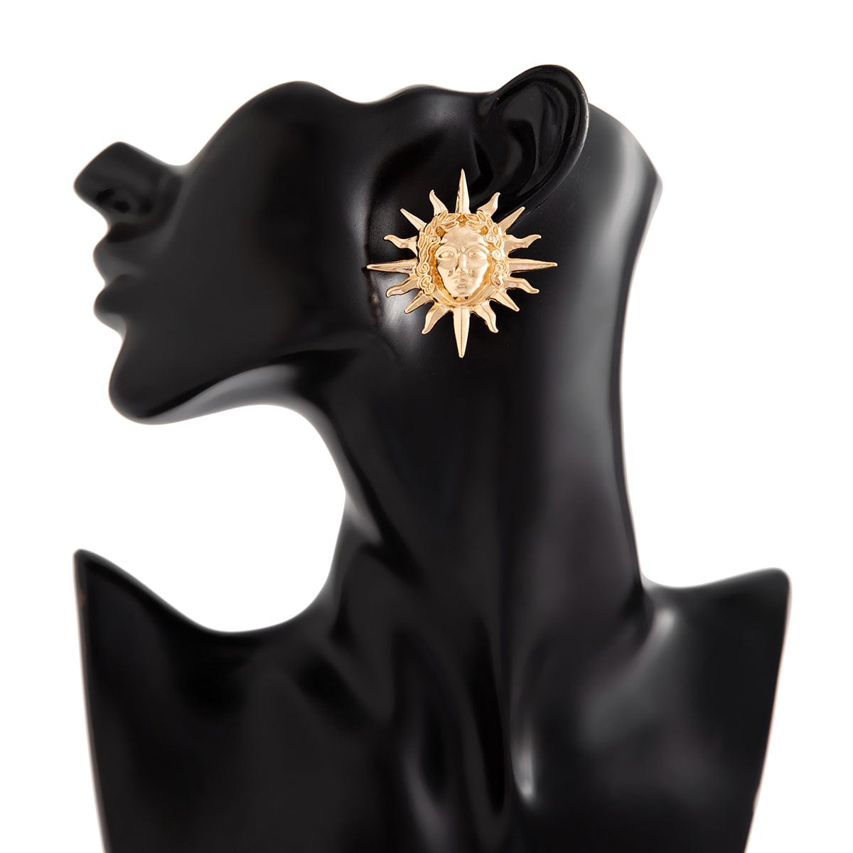 Creative Gold Silver Plated Relief Sun Goddess Earrings