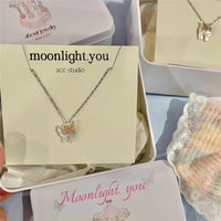 Thumbnail for Crystal Bowknot Cat Pendant Necklace - ArtGalleryZen