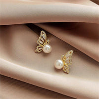 Thumbnail for Crystal Butterfly Pearl Earrings - ArtGalleryZen