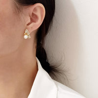 Thumbnail for Crystal Butterfly Pearl Earrings - ArtGalleryZen